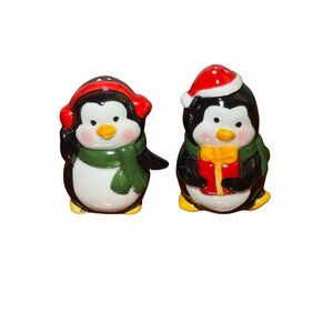Holiday Penguin Salt & Pepper Shakers Ceramic